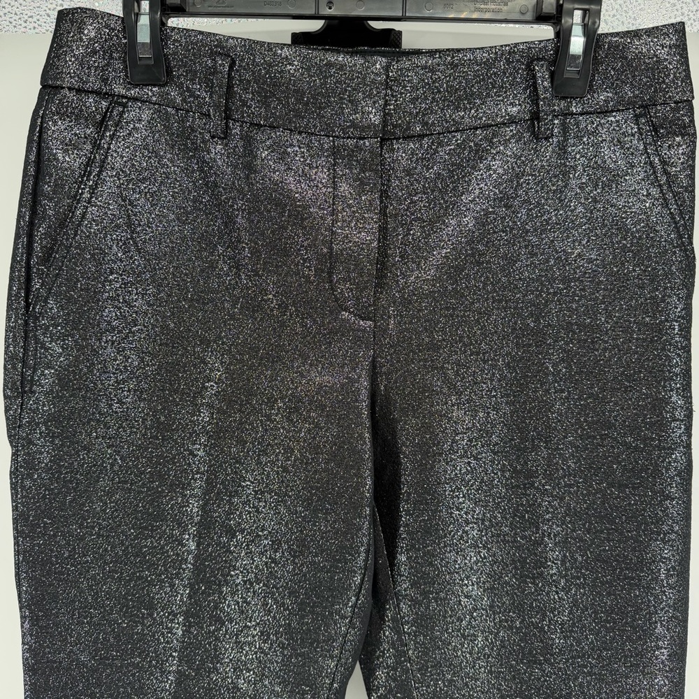 LOFT Riviera Shimmering Gray Silver Metallic Pants Womens Size 4 - Picture 2 of 10